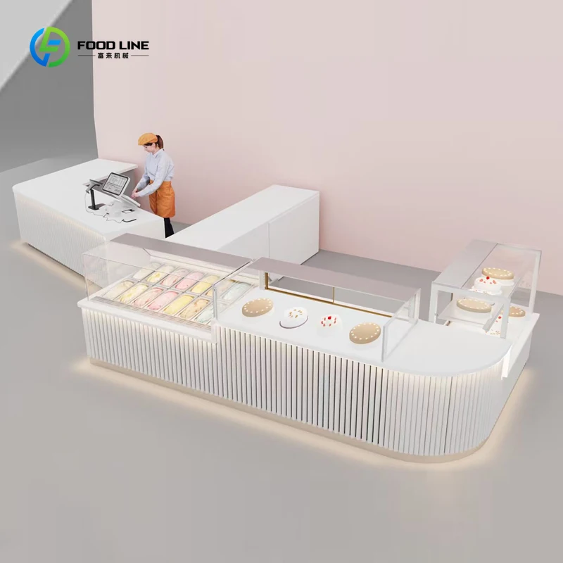 Customized Air-Cooled Commercial Refrigerated Ice Cream & Gelato Display Showcase Stainless Steel
