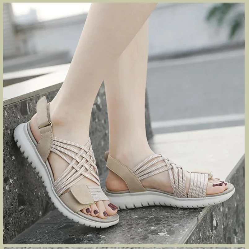 

2025 женские большие размеры 35-42, новые летние модные женские удобные сандалии на платформе с открытым носком на мягкой подошве, женские сандалии