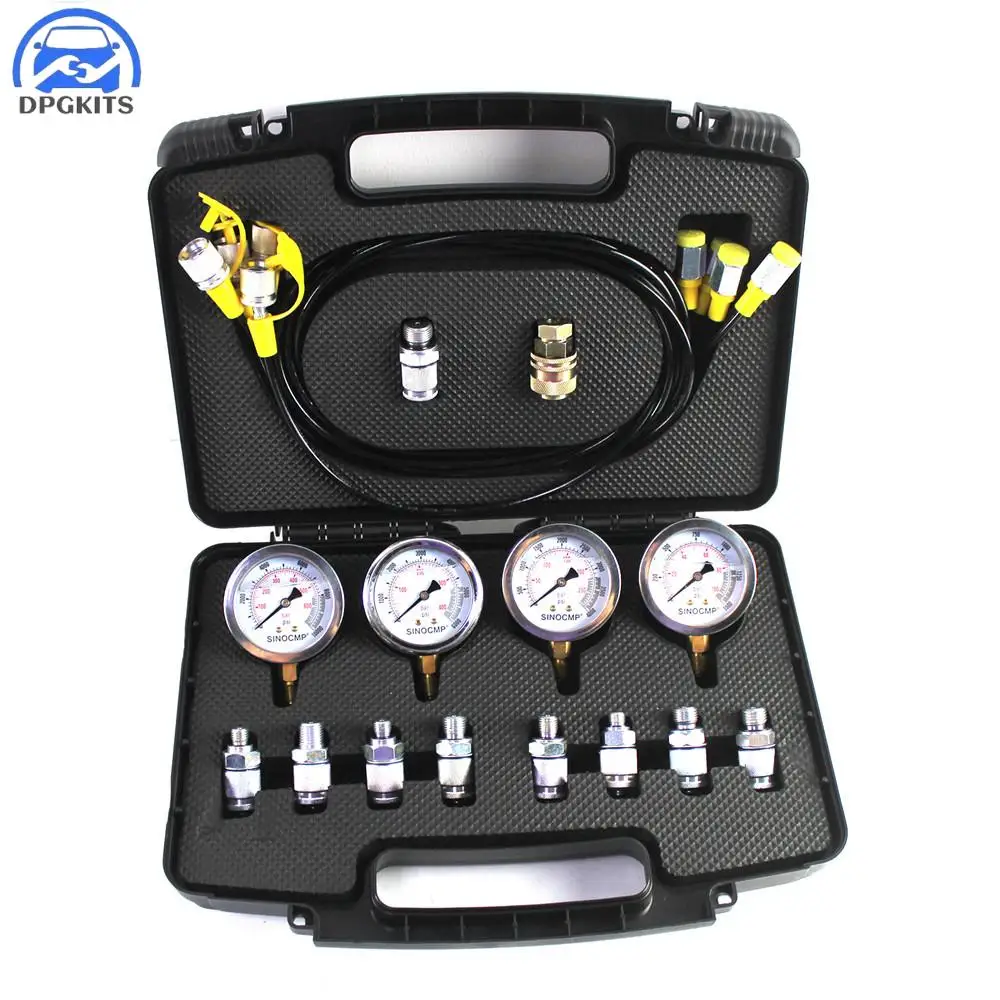 

DPGKITS Upgraded Version Excavator Hydraulic Pressure Gauges Kit With 4pcs Test Hose And 10pcs Adapters Used For Most Excavator