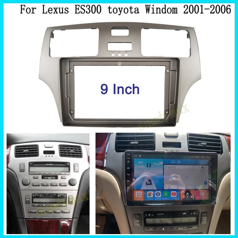 

9" car panel Trim Dashboard Panel For Toyota Windom Lexus ES300 2Din Dash Installation Panel Frame Kit