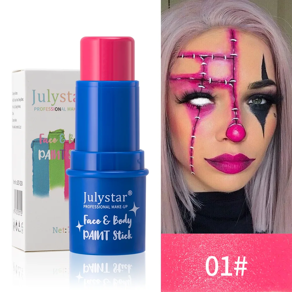 ハロウィンフェイスペイントスティック 水性配合 蛍光色 ボディアートや舞台メイク用 簡単に洗い流せる カーニバルパーティー用