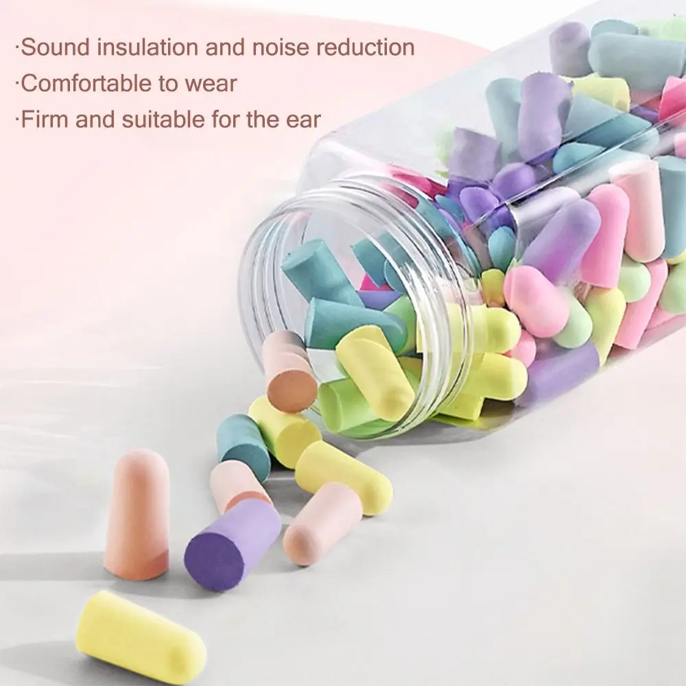 10/24/60/120PCS Multicolor Anti-noise Ear Plugs Slow Rebound Polyurethane Foam Tapered Earmuffs Sleeping Travel