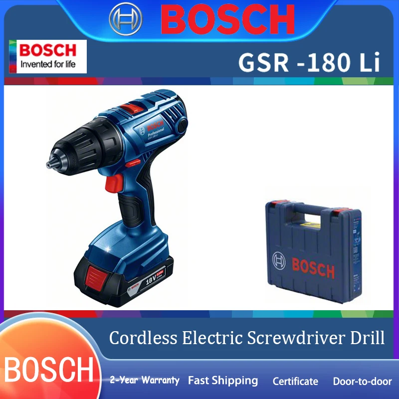 Bosch GSR180 Battery Powered Electric Drill With Box 3-claw Chuck 20 Gears Variable Speed Motor 54Nm Screwdriver Without battery