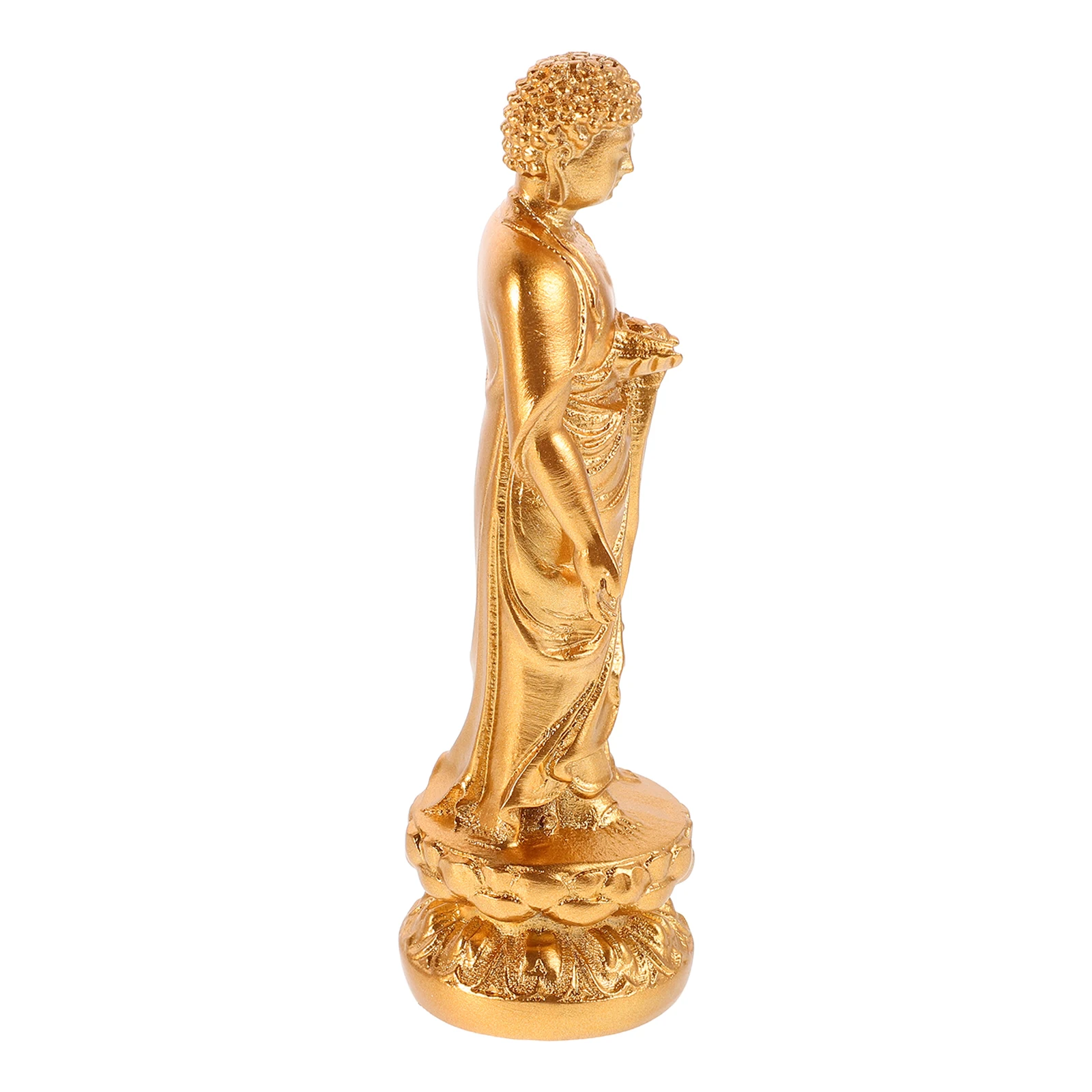 

Golden Resin Buddha Statue Decorative Piece Home Feng Shui Asian Figurine Resin Ornaments Living Room Entryway Zen Garden