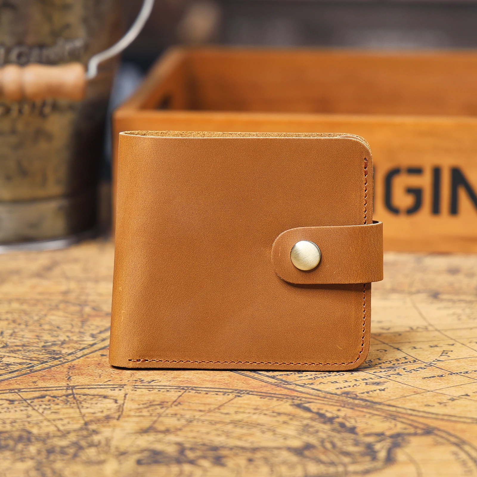 Echtes Leder Herren Kurzgeldbörse Kartenhalter Einfache Mini-Geldbörse Crzay House Leder Perfekt zum Tragen von Bargeld & Karten – Detail 12