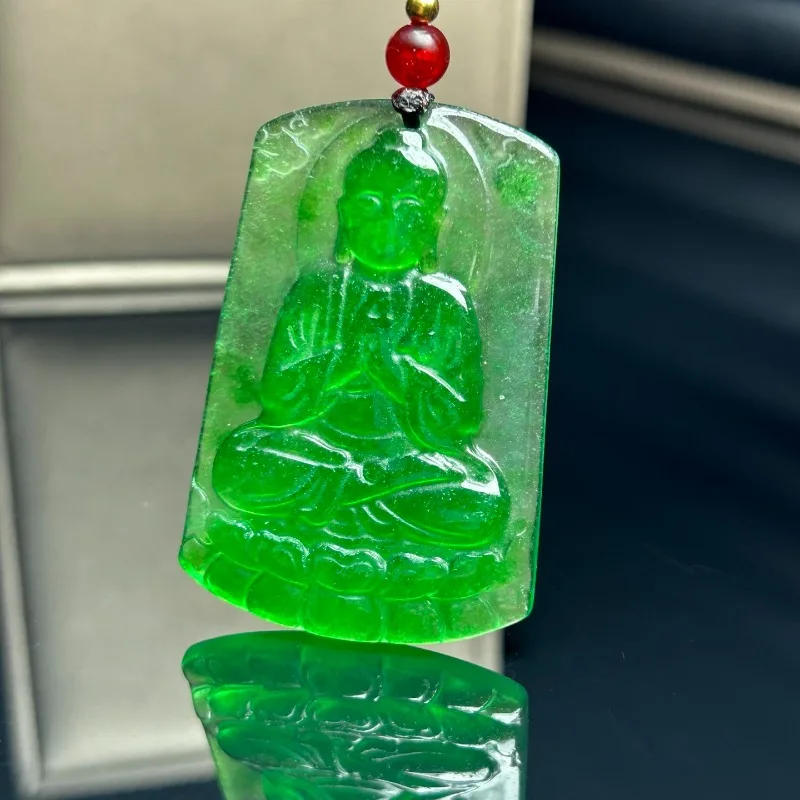 Classic High Ice Ethnic Wind Green Big Day Tathagata Jade Pendant
