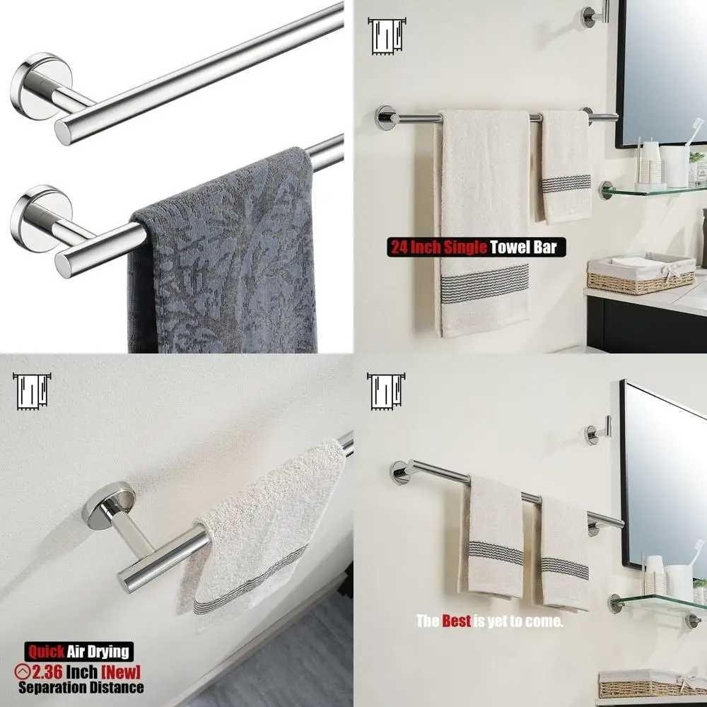 

JQK Chrome Towel Bar, 27 Inch 304 Stainless Steel Thicken 0.8mm Towel Rack Bathroom, Towel Holder Polished Finished Wall Mount,