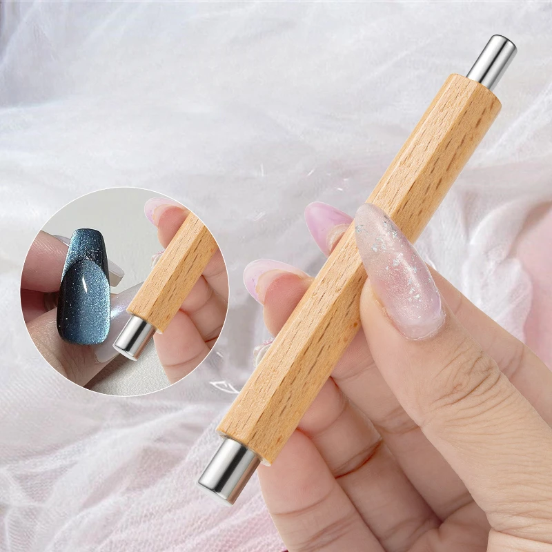 1pc Nail Cat Eye Super Strong Magnetic Rod Wooden Pole Nail Oil Glue Gel Off UV Gel Double Head Special Magnet Stick Nail Tools