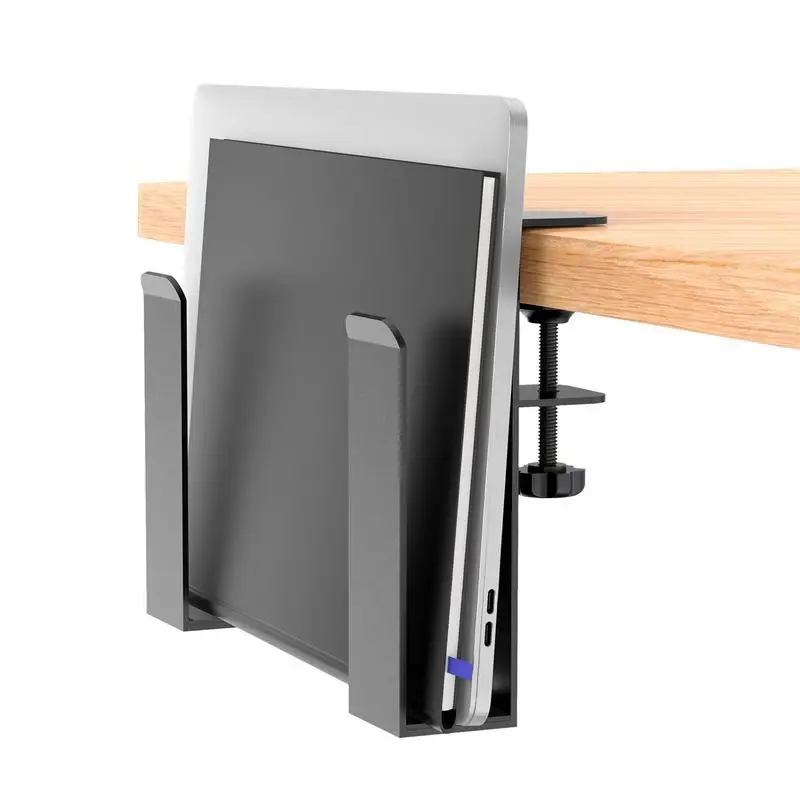 Under Desk Laptop Rack Holder Clamp on Side Desk Organizer Anti-Scratch Holder No Drill Desk Hanging File Holder Rack for Ipad