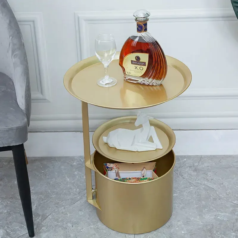 Table d'Angle de Canapé Simple à Double Couche, Moderne, Multifonctionnelle, Table Basse, Lumière, Rangement de Luxe, oral et, Table d'Appoint T1, Nouveau