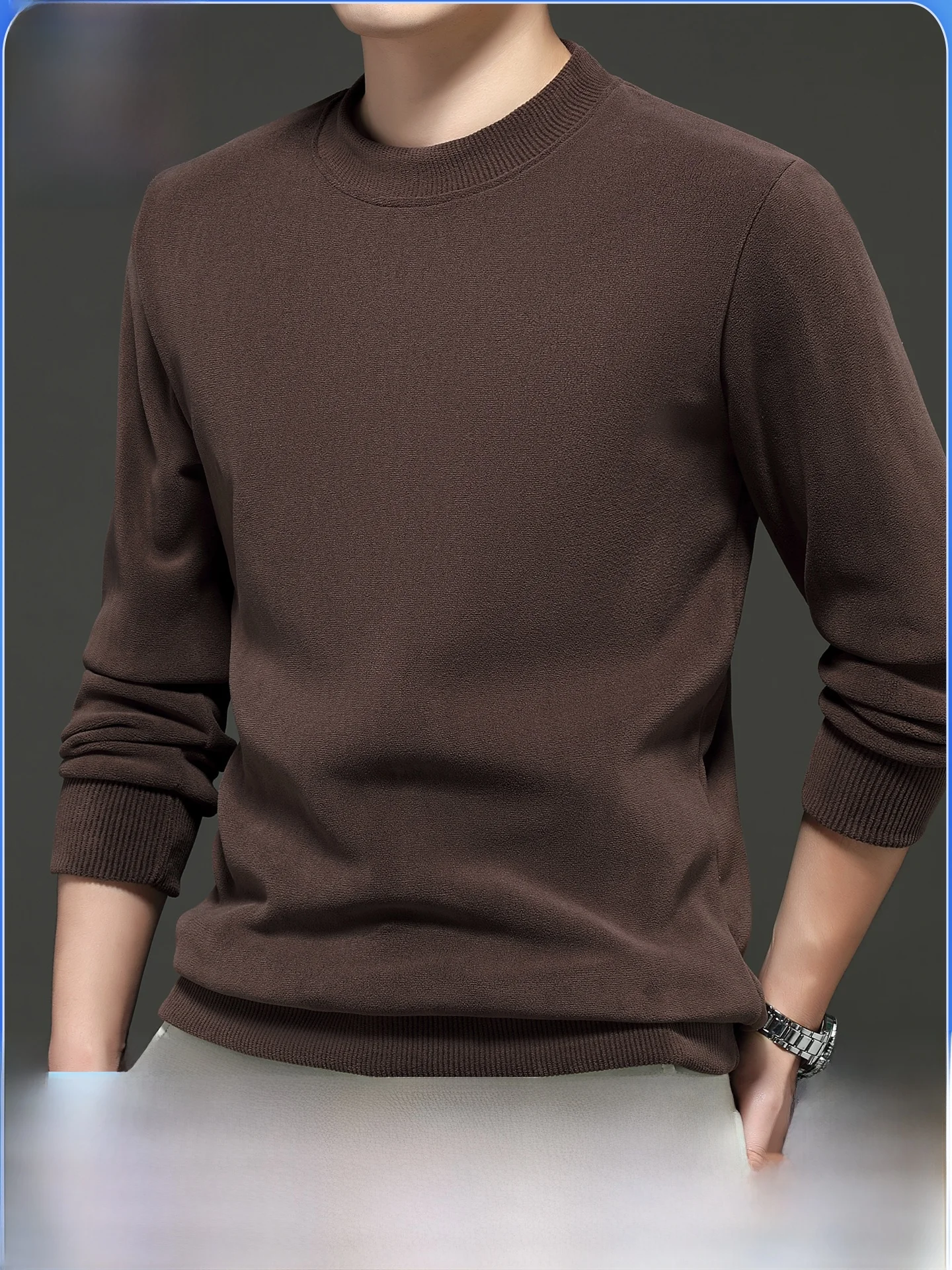 

Pierre Cardin Men's Thiened Fce Long Sve round Ne T-irt Casual Sle Base irt Autumn Winter New Arrival
