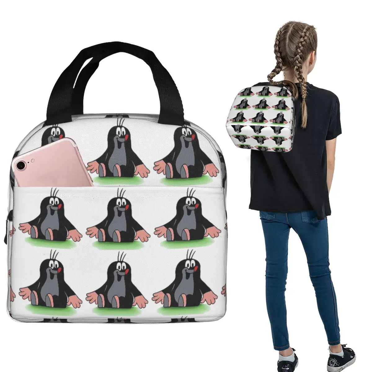Mole Happy Krtek Insulated Lunch Bag for Women Children Portable Food Boxes Thermal Lunch Box Tote
