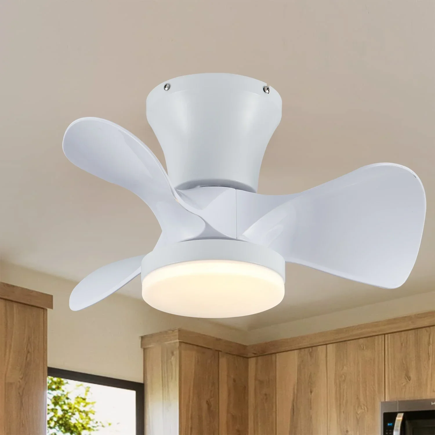 NEW Led Ceiling Fan With Lights DC Motor 6 Speeds Timing Fans Low Floor Loft Remote Control Fan With Light Restaurant bedroom