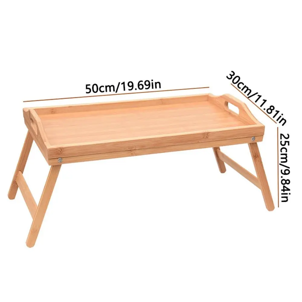 Bamboo Material Foldable Dining Table Foldable Legs Large Capacity Bed Tray Table Portable with Handles Computer Desk