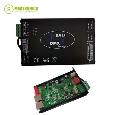 LED DALI to DMX512/DMX to DALI Signal Conversion Controller Signal Dimming DMX512 64 Max Dali Address for LED Lamp 12V 24V DC