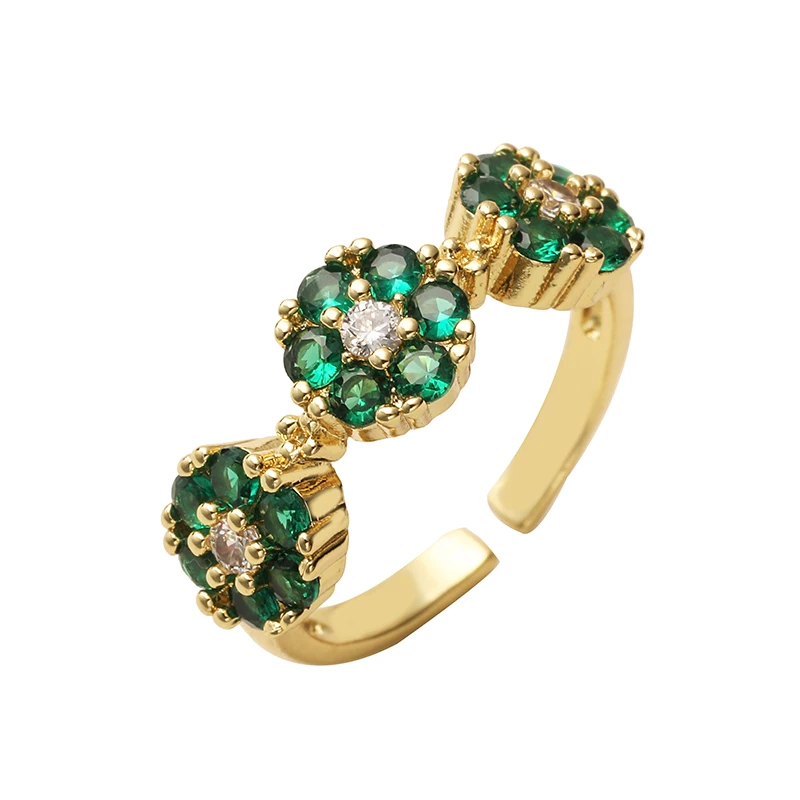 HECHENG,Temperament Sweet Flower Finger Rings for Lady Luxury Inlaid AAA CZ Fashion Opening Rings Women's Finger Accessories Gif image 5