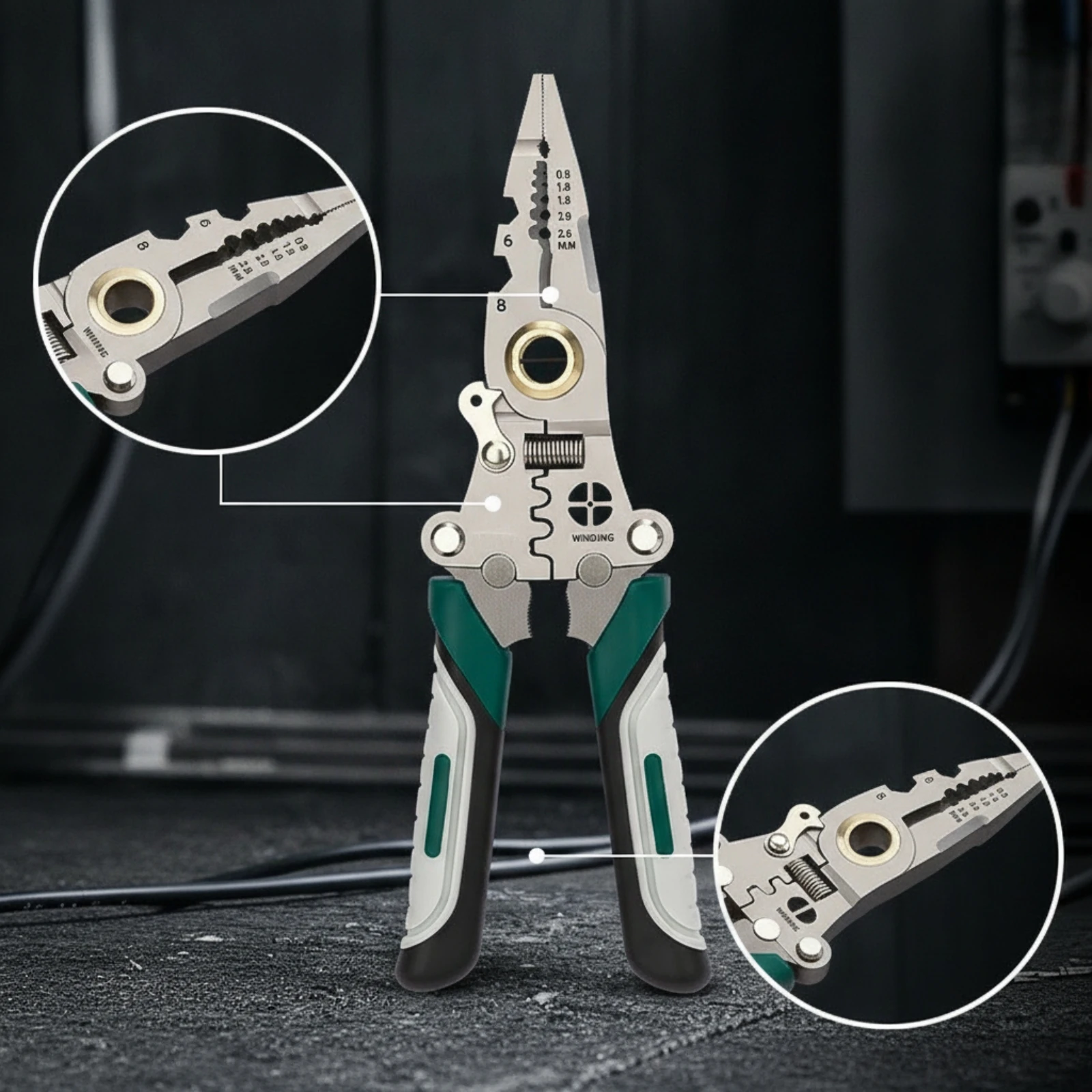 Wire Stripping Pliers Multifunctional Wire Stripper Cutter Stripping Tool with Insulated Handles Spring-Loaded for Electricians