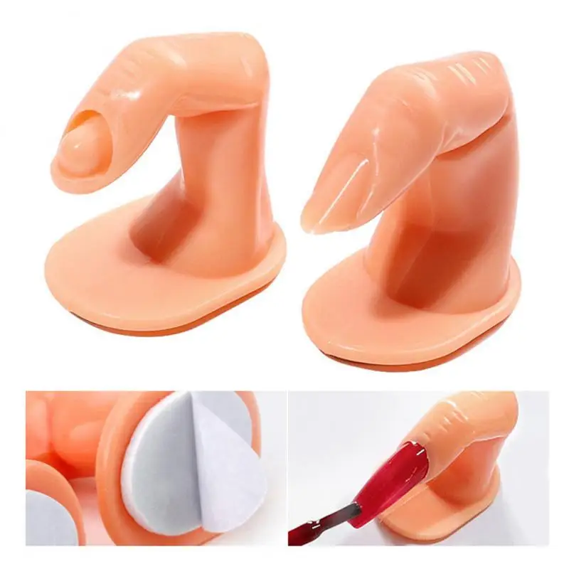 2PCS Nail Art Practice False Finger Acrylic Plastic UV Gel Manicure Training Stand Fake Hand Model Display Nails Tools Parts