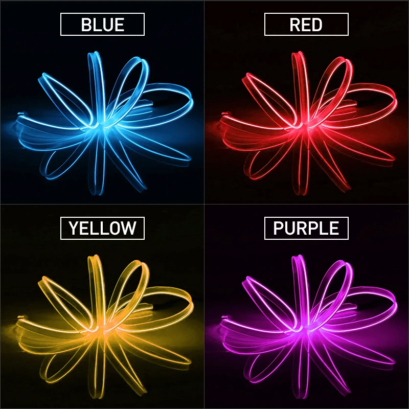 5M ضوء ديكور السيارة USB الضوء المحيط ضوء السيارة الداخلي مع شريط دليل ضوء السيارة EL خط مضيء الضوء البارد الضوء المحيط