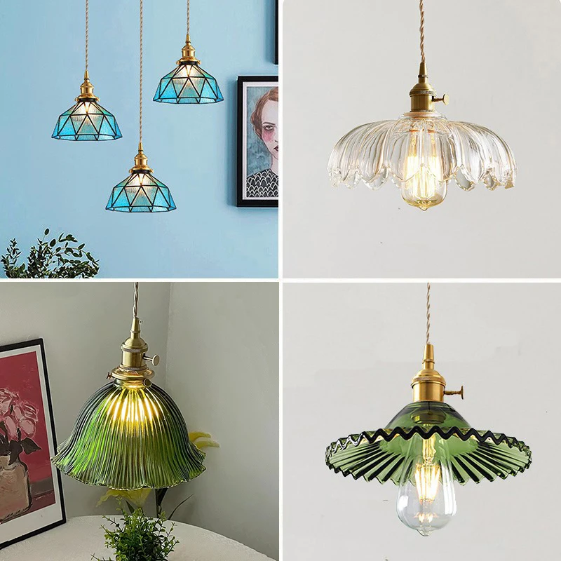 Home Decor Vintage Glass Pendant Lights For Kitchen Island Interior Antiques Hanging Ceiling Lamps Nordic Suspensions Luminaire