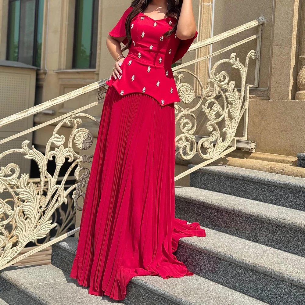 

Customized A-line Evening Dresses Floor-length Off The Shoulder Sleeveless Prom Gown Fashion Crystal Simple Draped Party Gown