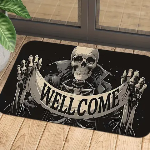 VIKAMA Halloween Rug Scary Skull Doormat Welcome Mat Rug For Bedroom Carpet For Living Room Bathroom Mat Home Dec