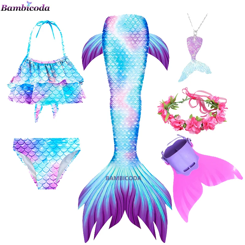 Girls Tail Mermaid Tails Beach Clothing Costumes With Monofins Bikini Swimming Cosplay Little Mermaid Tail for Swimwear