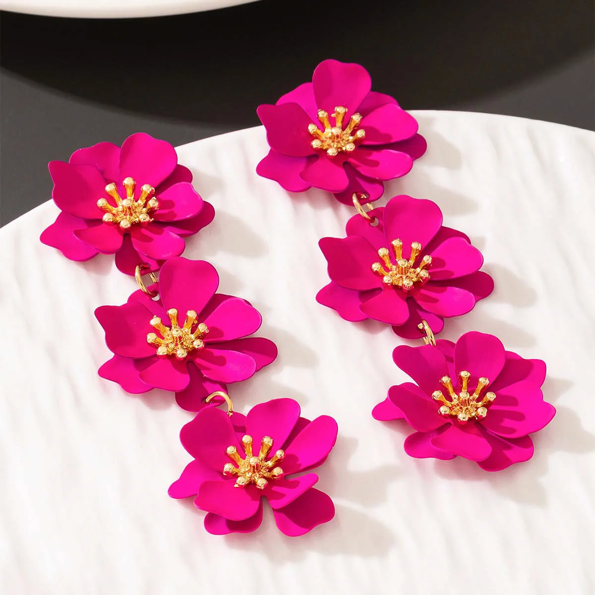 Long Drop Earrings For Women Girls Dopamine Flower Temperament Ear Pendant Accessories Holiday Party Gift Fashion Jewelry DE179