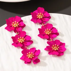 Long Drop Earrings For Women Girls Dopamine Flower Temperament Ear Pendant Accessories Holiday Party Gift Fashion Jewelry DE179