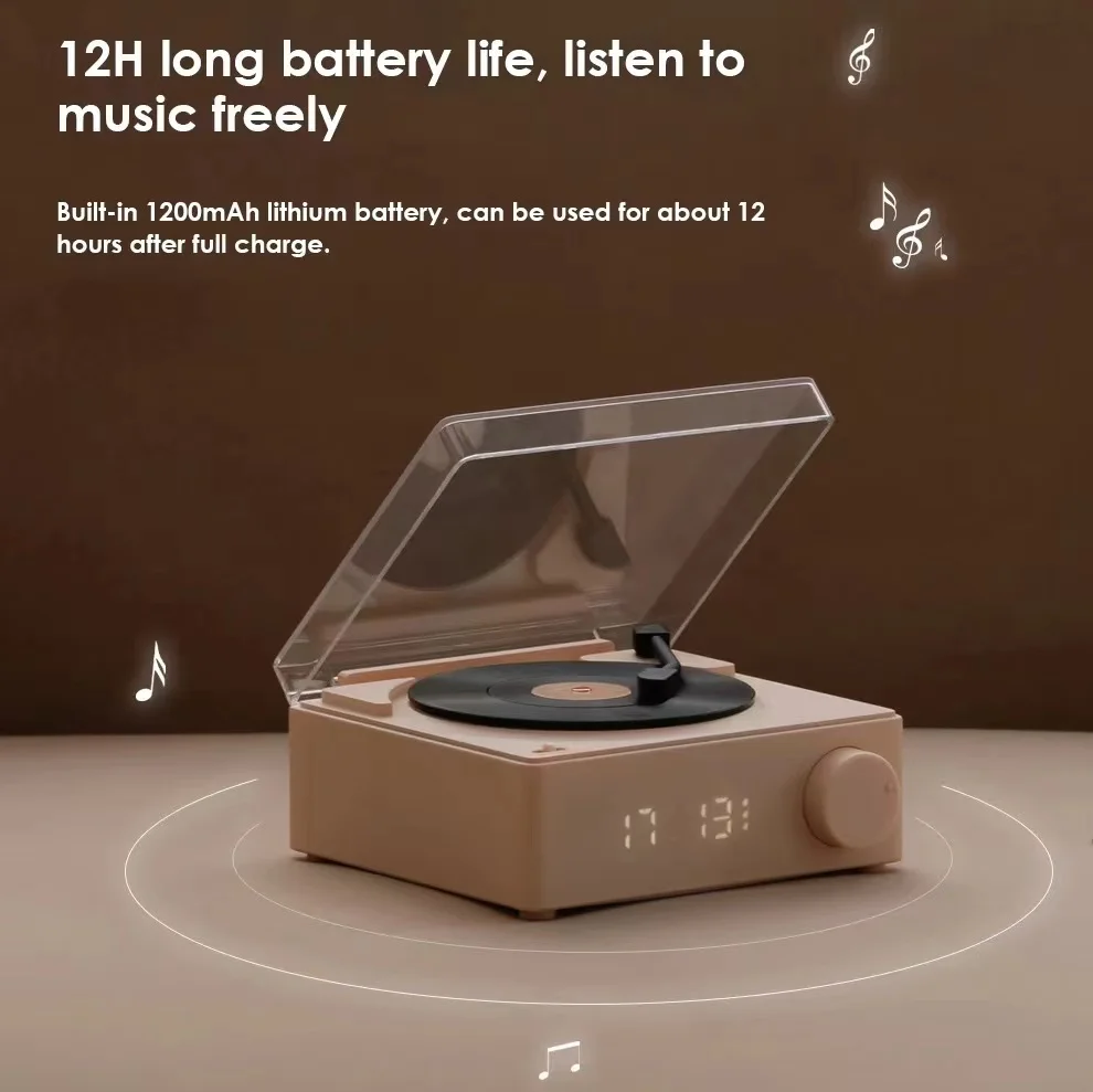 

X11 New Retro Vinyl Wireless Bluetooth Speaker Alarm Clock Small Recorder Portable High Quality Audio Home Smart Stereo Speaker