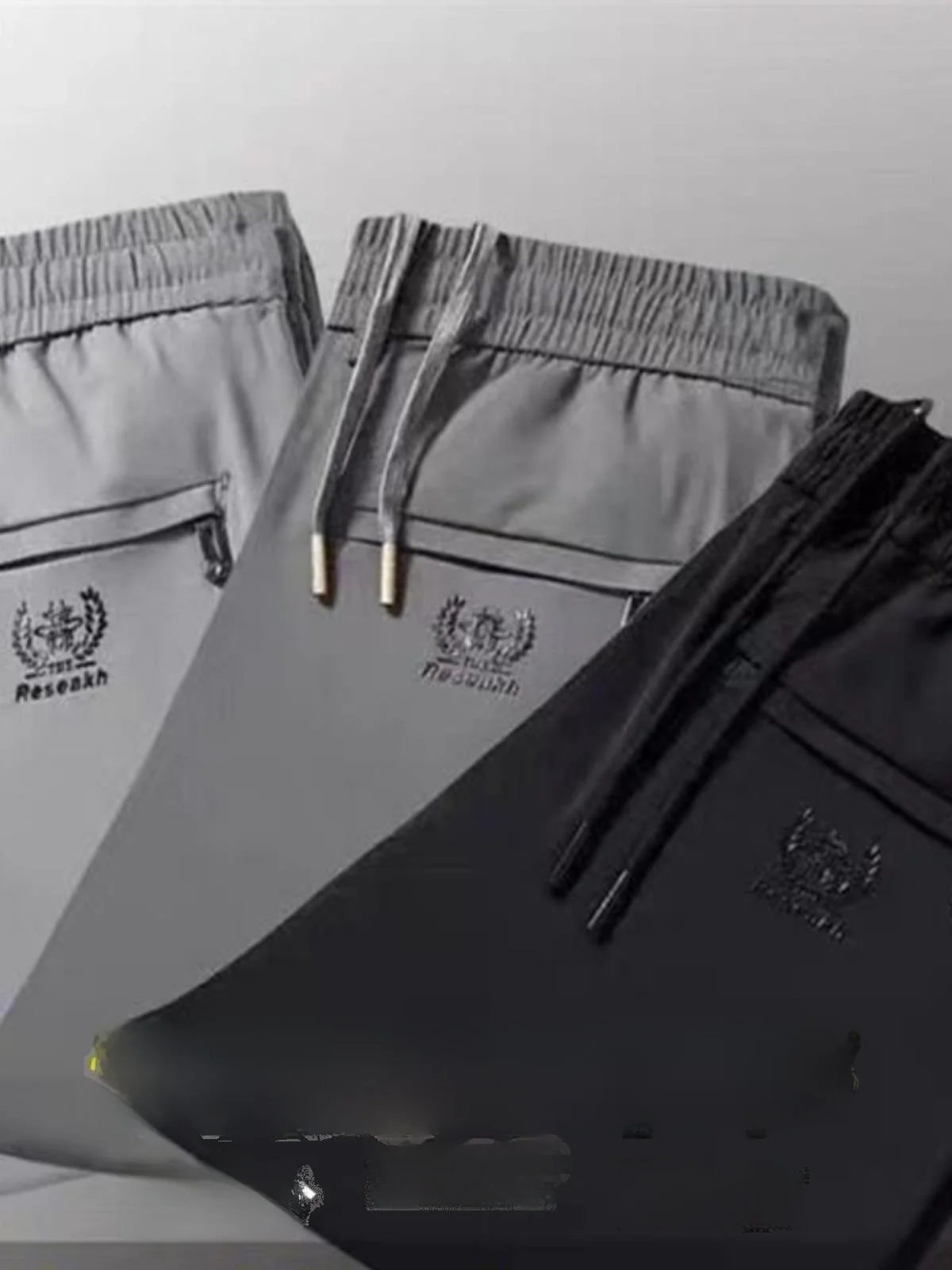 

Men's Straight Leg Long Loose Thin Casual Pants Ice Silk Sport Elastic Summer Trousers mid Waist Polyester Fiber Faionable