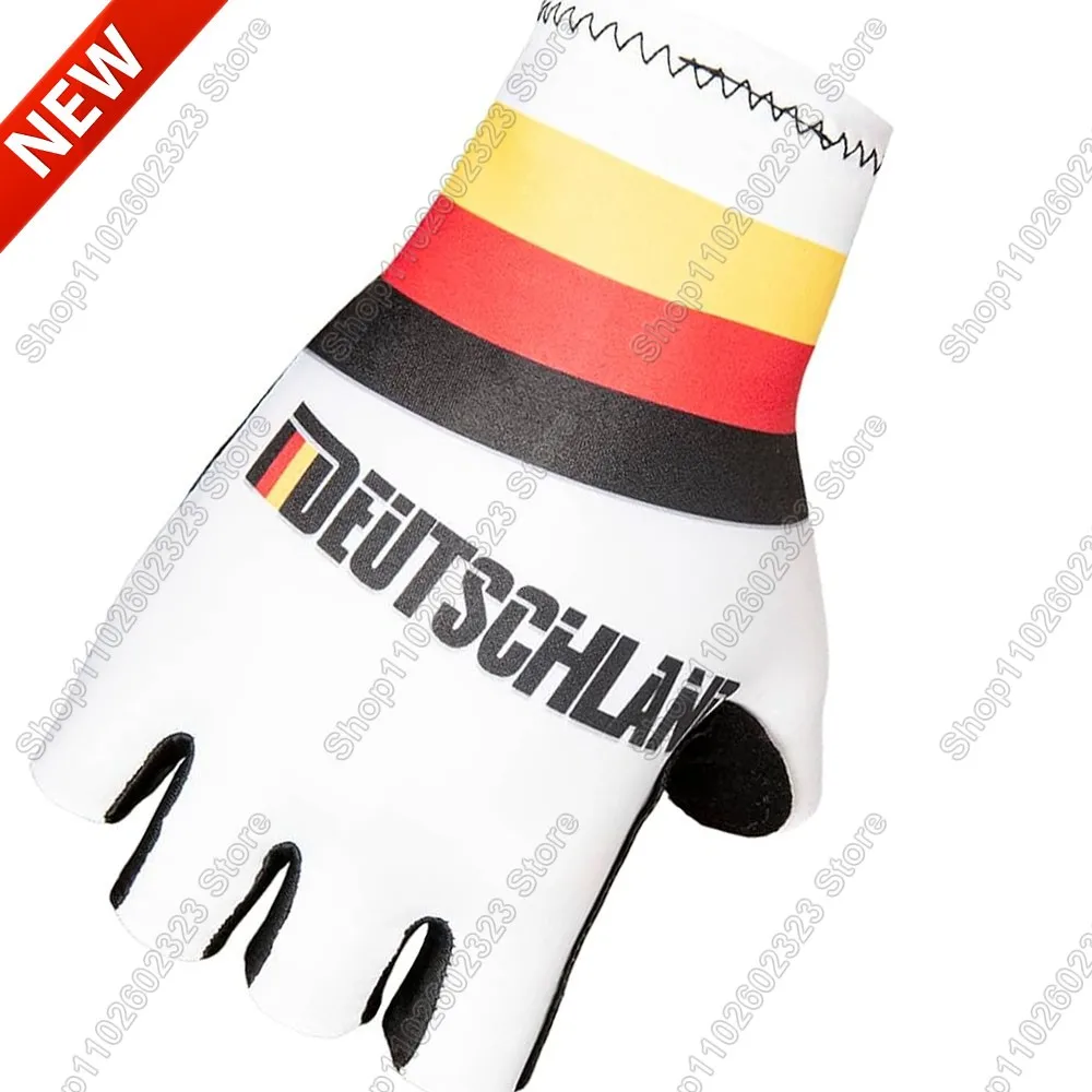

Deutschland Team 2025 Cycling Gloves Germany Men Gel Half Finger Bike Red Glove Road Bicycle Jerseys MTB Ciclismo Maillot