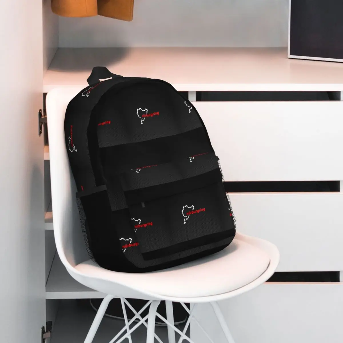 Nurburgring Carbon Fiber White Red Backpack Hot Sale Daypack Large Capacity Boy Girl BookBag Shoulder Bags Men Women School Bag