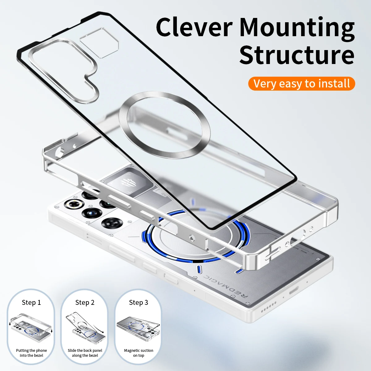 Casing ZTE Nubia Red Magic 11 Pro Plus Mewah, Pelindung Lensa Kaca Alloy Snap Snap, Bumper Funda untuk Red Magic 11 Pro Plus