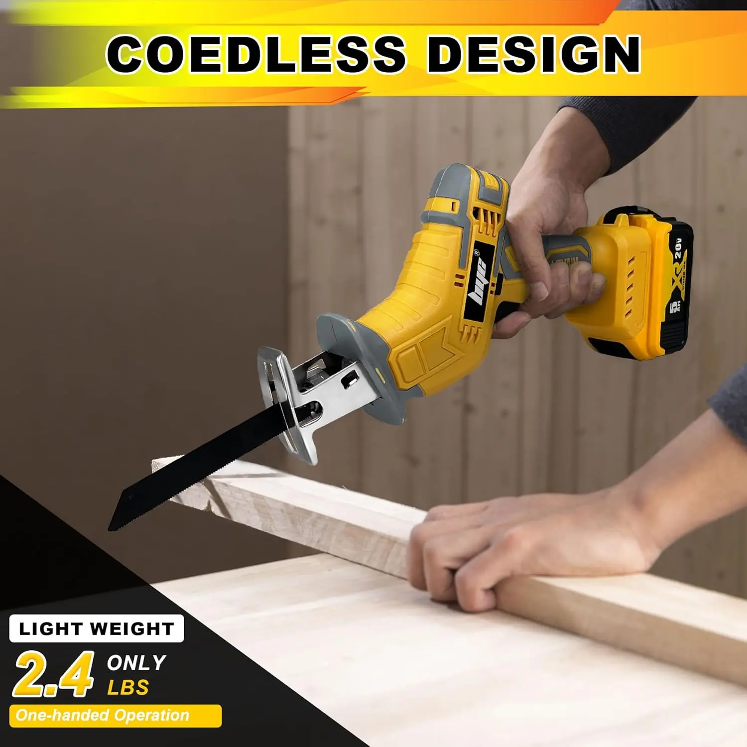 

Cordless Reciprocating Saw, Portable Cutting Electric Saw Variable-speed Wooden Metal PVC Cutting Electric saw +8 Saw Blades