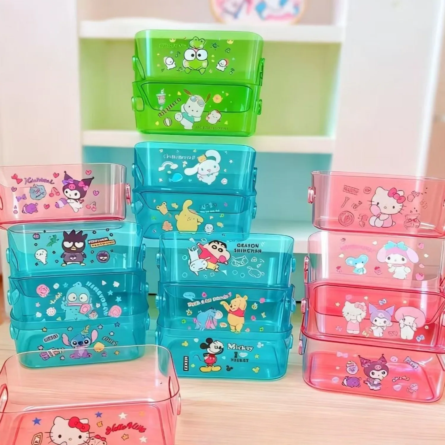 2026 Sanrio HelloKitty My Melody Kuromi Multipurpose Clear Box for Desk Organization Cute Anime Kawaii Cartoon Holiday Gift