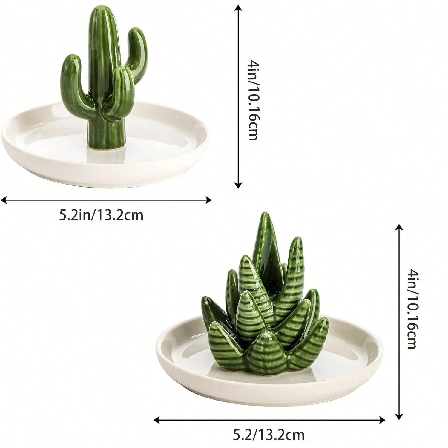 1pc piece aloe and cactus ring tray, ceramic plant jewelry plate bracelet earrings necklace tray, home decoration