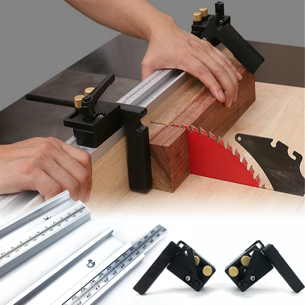 45# Chute T Track with Scale, Alloy T-tracks Slot Miter Track, 300-500mm 45 Type Chute, Woodworking Table Saw Workbench DIY Tool