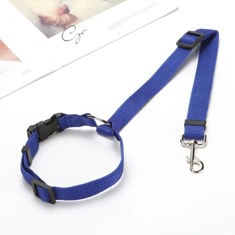 

Solid Color Two-in-one Pet Car Seat Belt Nylon Lead Leash Backseat Safety Belt Adjustable Dogs Harness Collar Pet Accessories