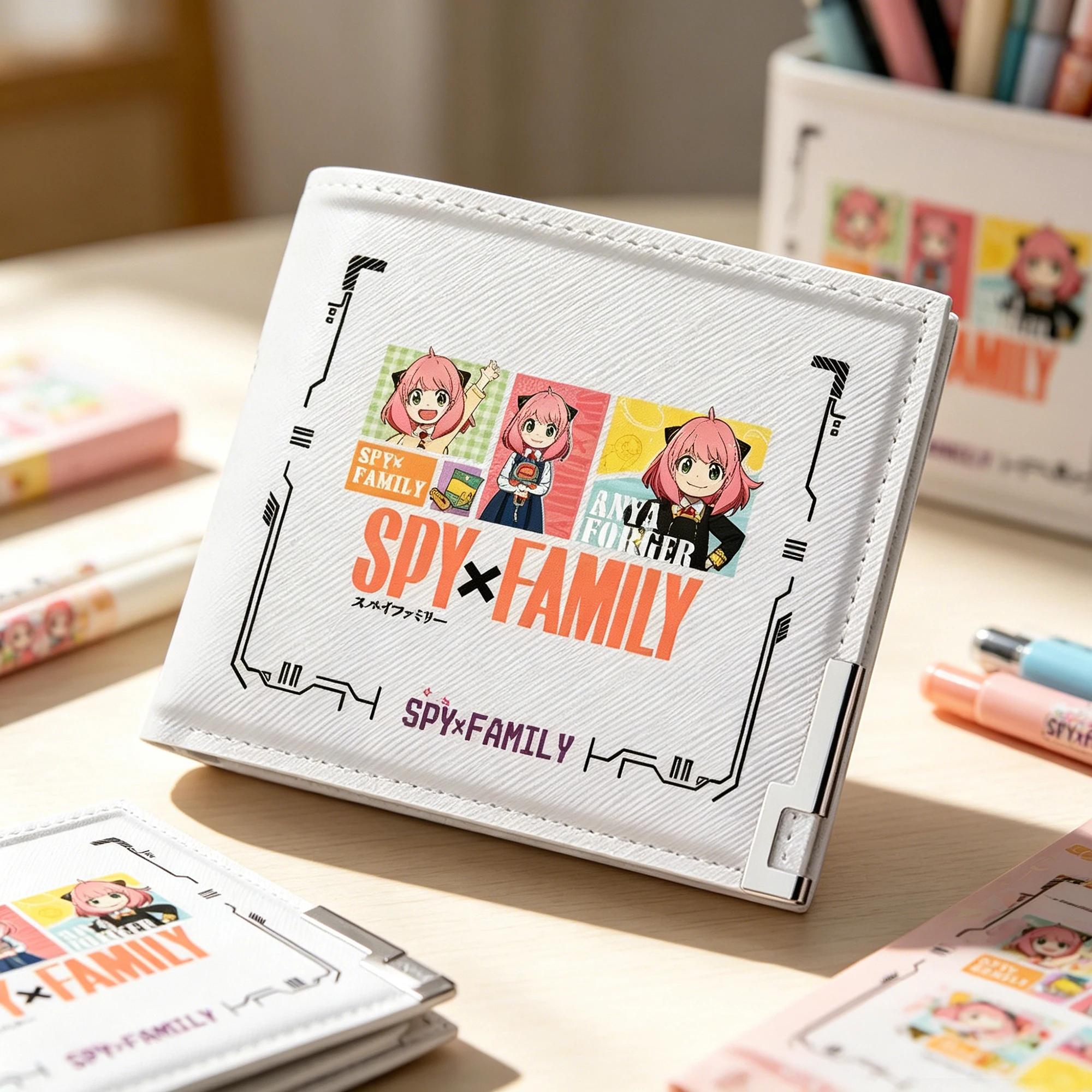 SPY×FAMILY Anime Short Wallet Kawaii PU Leather ID Card Holder Slim Purse for Girls Cute Mini Money Bag Cartoon Clutch Bags