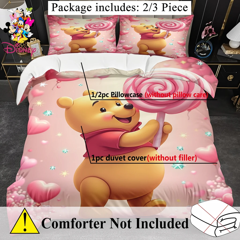 2/3 قطعة ديزني ستيتش ووني ذا بوه طقم غطاء لحاف بدون حشو سحابة مثل نعومة تنفس طقم سرير تصميم لعوب