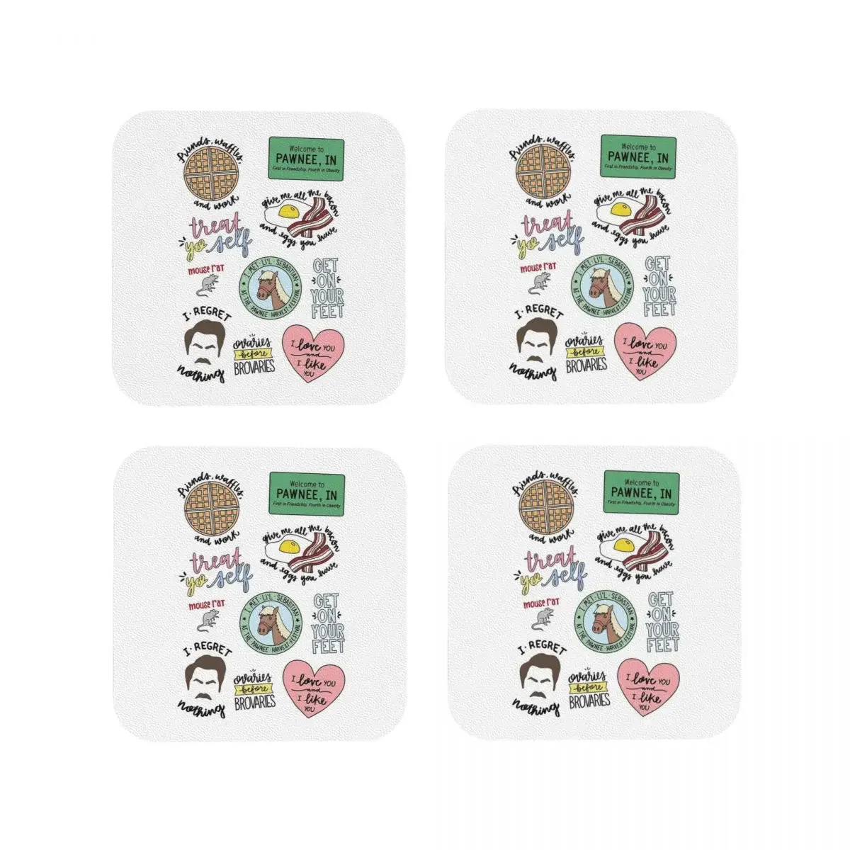 Parks And Recreation TV Show A Coasters Kitchen Placemats Non-slip Insulation Cup Coffee Mats For Home Tableware Pads Set of 4