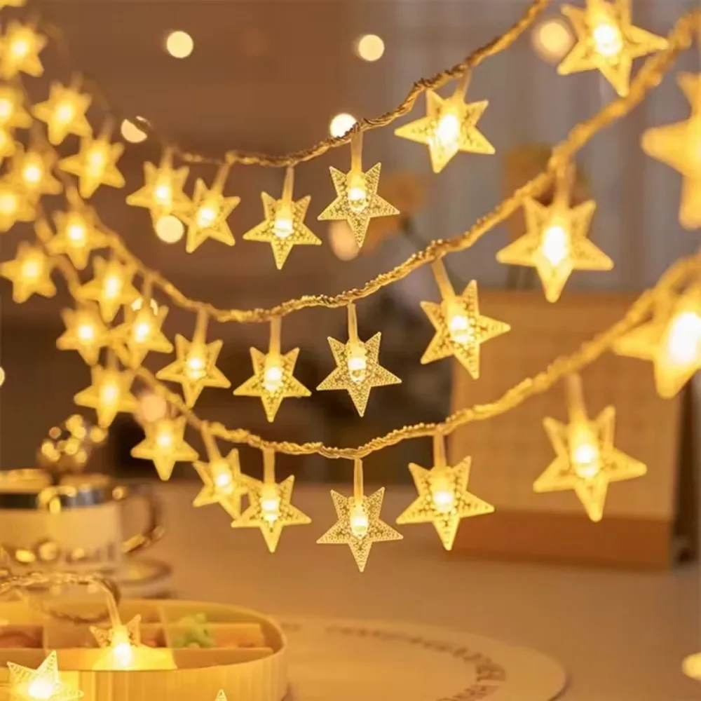 LED Star Garland Lights USB Warm White for Christmas Tree Wedding Party Home Festive Room Window Balcony Decor