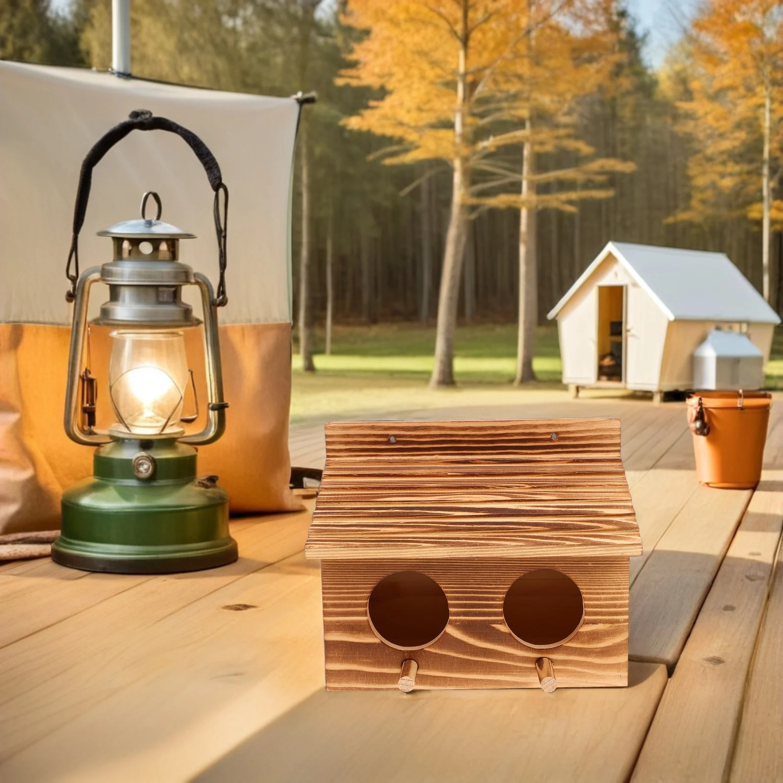 

Wooden Birdhouse Dual Entry Outdoor Nesting Box Natural Wood Bird Nest Breeding Box Parrot Cockatiel Conure Bird Nest