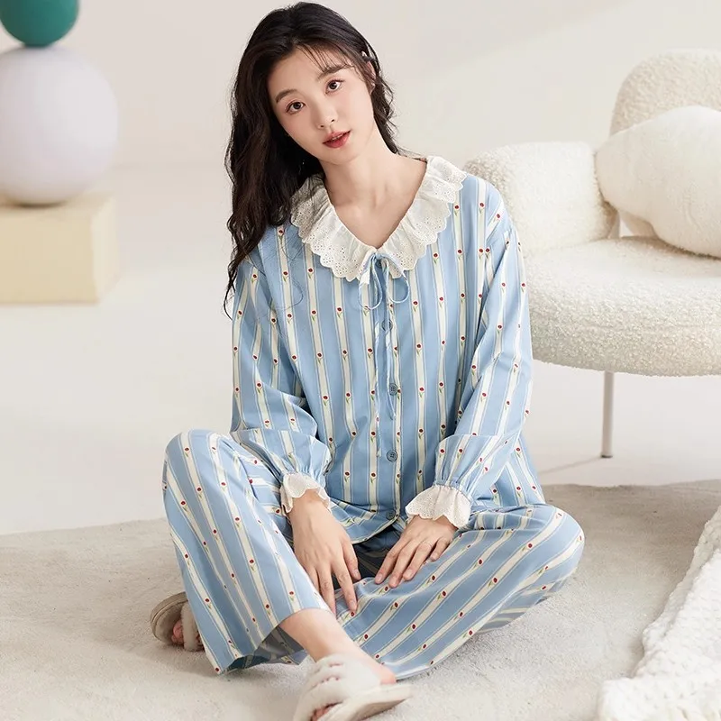 

Женские хлопковые пижамные комплекты из микрофибры для дома, весенние, в полоску, с вырезом-лодочкой, рукавом три четверти, капри, быстросохнущие