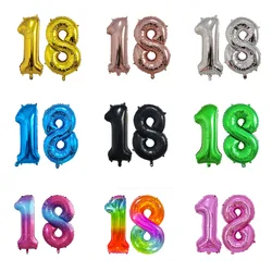 32 Inch Big Number Digit Gold Black Silver Green Red Blue Adult 18th Birthday Decorations Balloons Anniversary Party Supplies