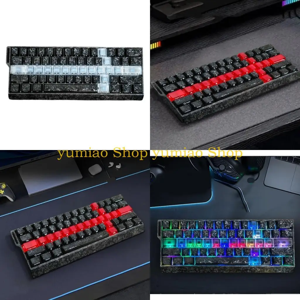 587B Foggy Transparency 19Key Keycaps Set Carbon-Look Keycap For Mechanical Keyboards