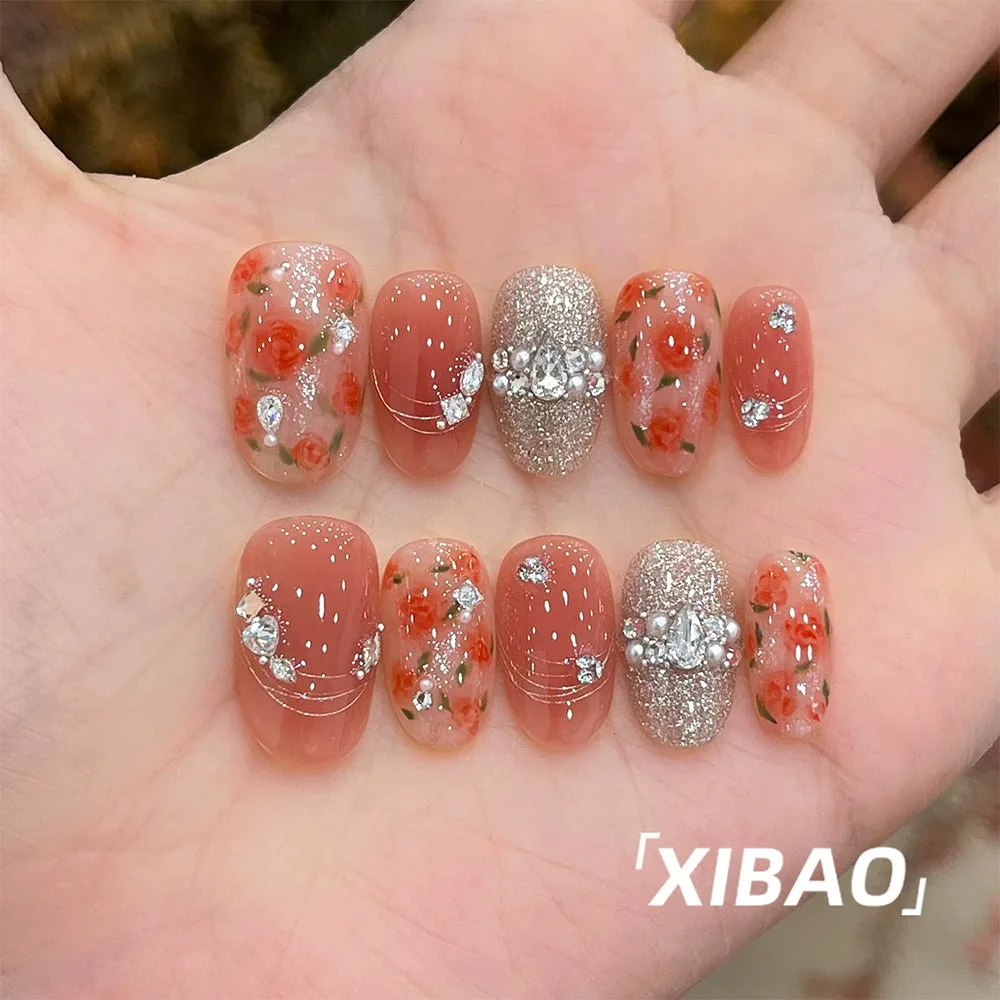 Dreamy Gentle Diamond 3D Flower Handmade Nail Art Gemstone Pearl Glitter Bowknot Stars Polka Dots Nail Patch Hand Accessories