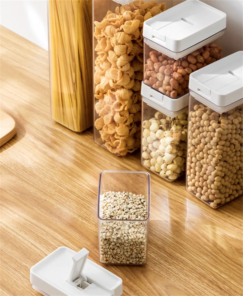 Food Grade Plastic Storage Container Set for Flour Cereal Spaghetti Pasta Large Airtight Leakproof Dry Food Sugar Dispenser Jar