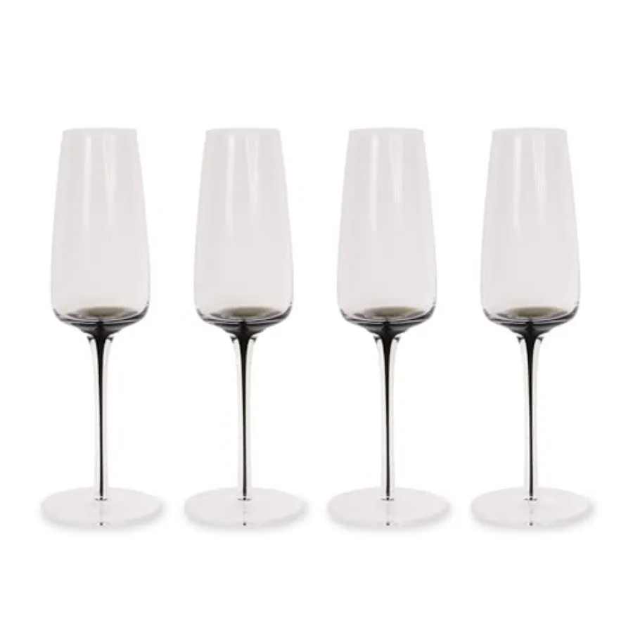 Hotel Collection - Dark Smoke Stem Glasses Scratch-Resistant Hand Wash Only Set of 4